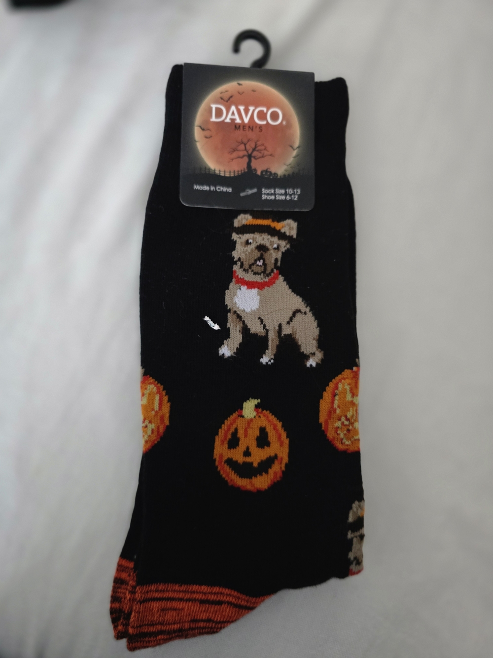 Davco Black Halloween Dog & Pumpkin Crew Socks